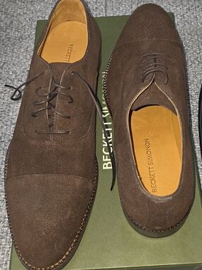 Beckett Simonon Dark Brown Suede Cap-Toe Derby